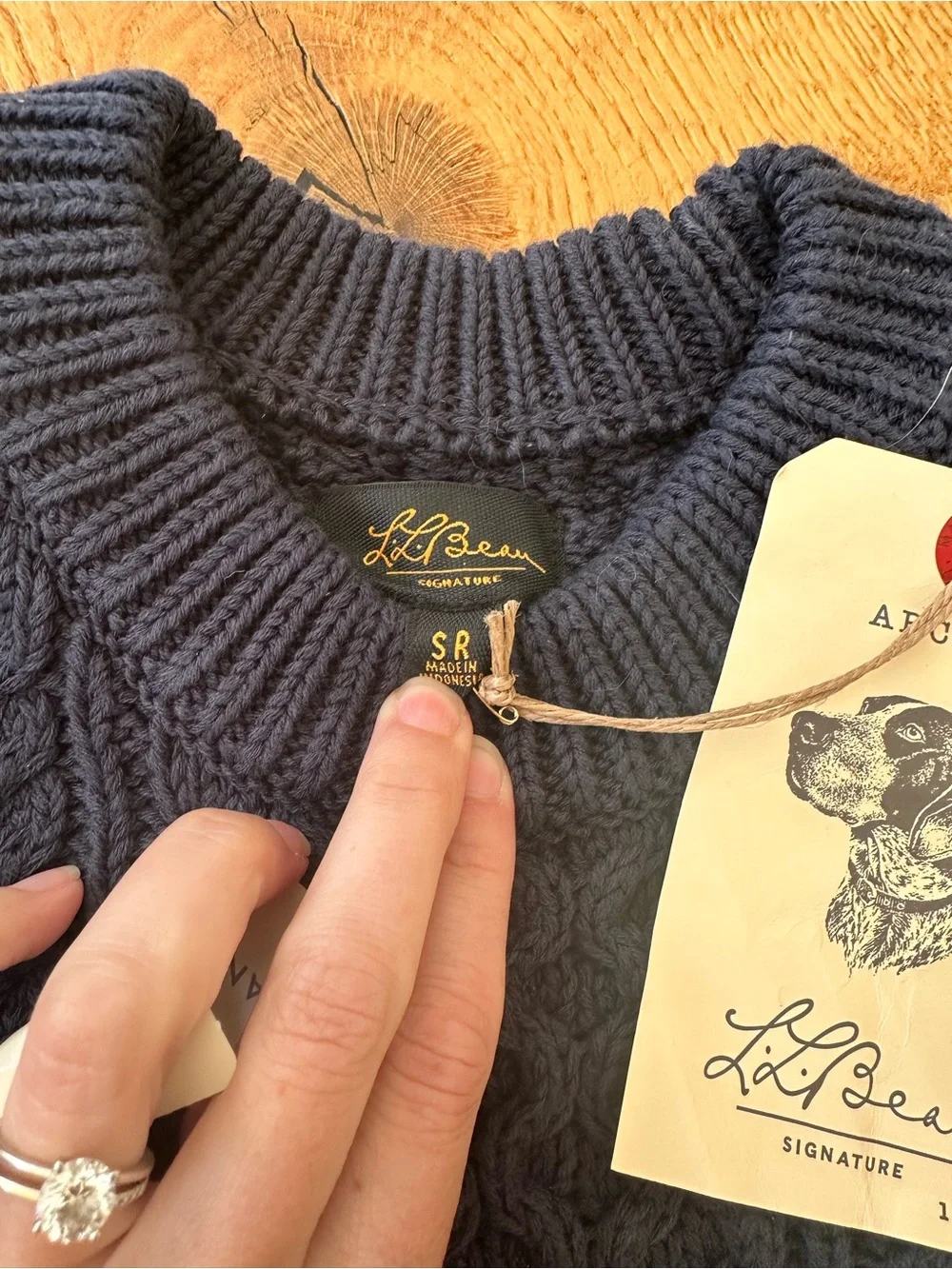 Men's LLbean Navy Cable Knit Crewneck Sweater
